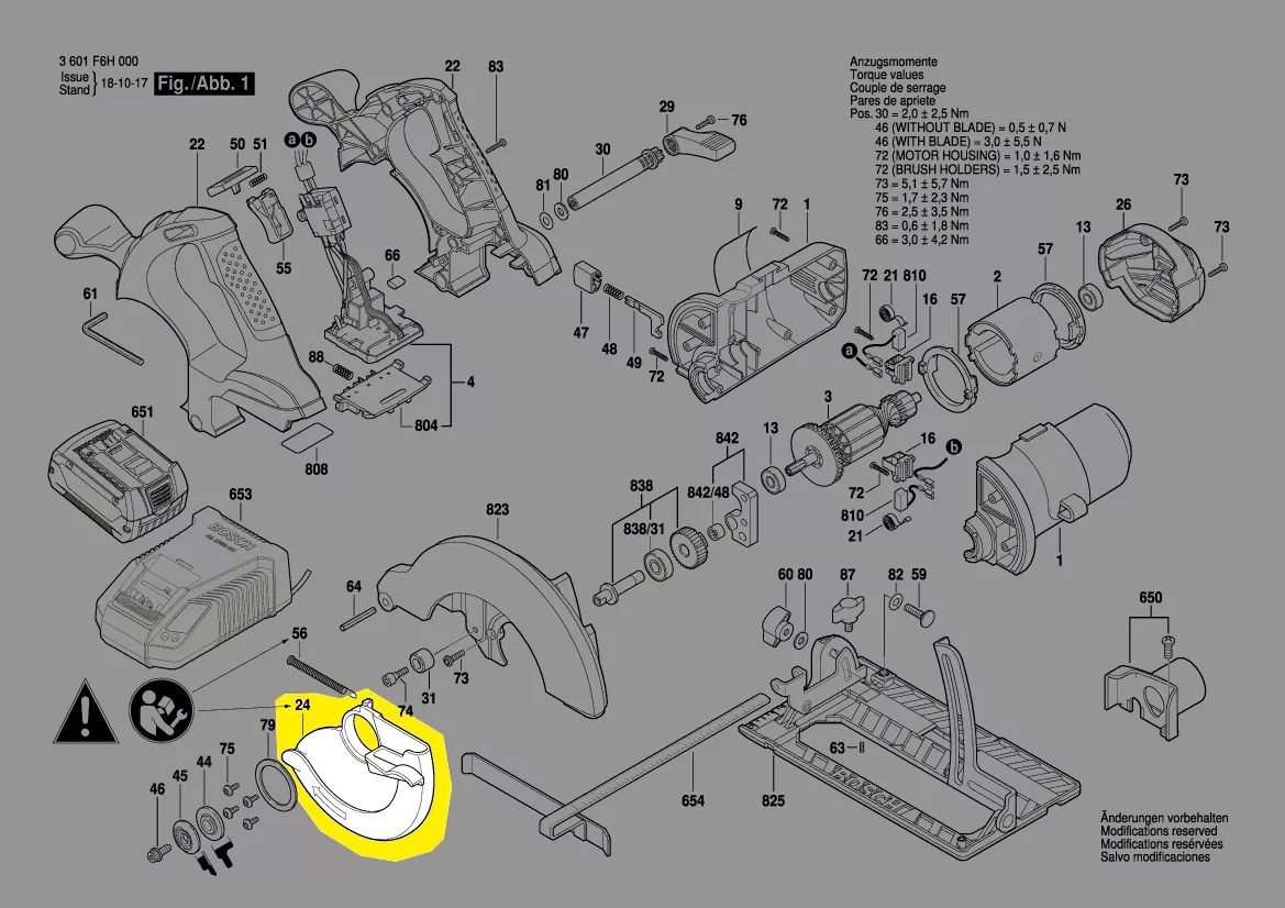 capot protection pendulaire scie circulaire réf. 2 610 930 652